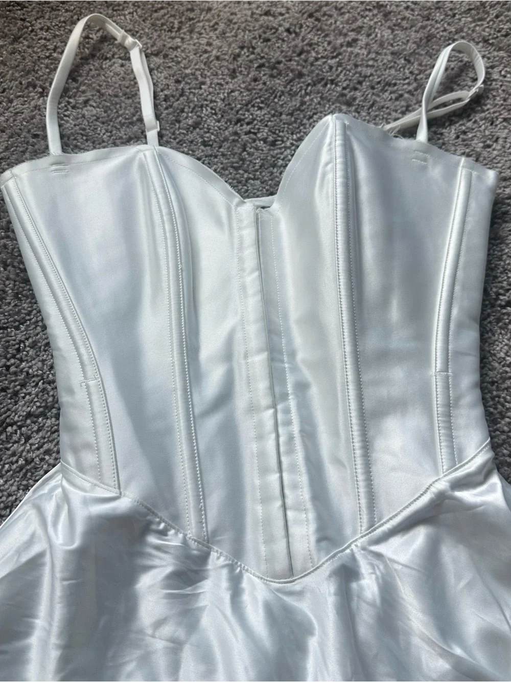 SKIMS White Satin Corset Mini Dress - Picture 3 of 6